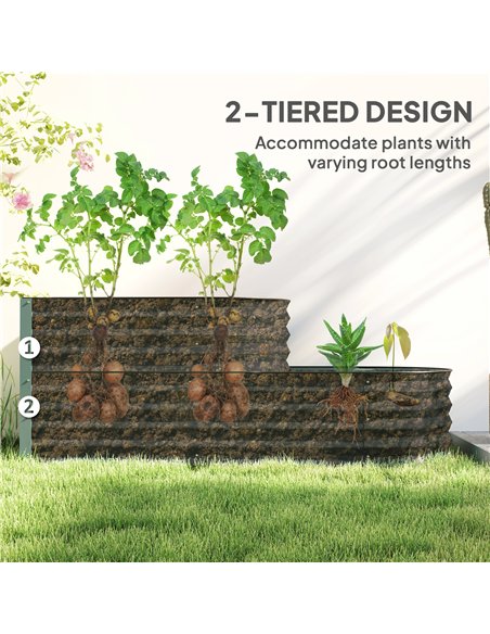 Outsunny Two-Tier Galvanised Steel Garden Planter - Light Green - pic 123135 | FastDaddyshop