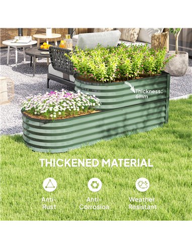 Outsunny Two-Tier Galvanised Steel Garden Planter - Light Green