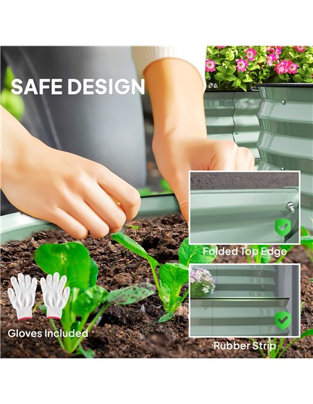 Outsunny Two-Tier Galvanised Steel Garden Planter - Light Green - pic 123137 | FastDaddyshop
