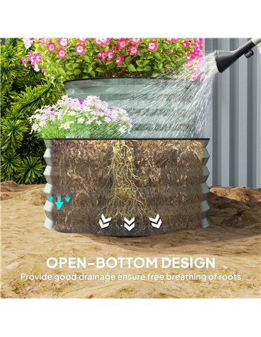 Outsunny Two-Tier Galvanised Steel Garden Planter - Light Green