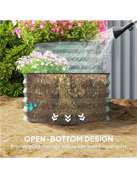 Outsunny Two-Tier Galvanised Steel Garden Planter - Light Green - pic 123138 | FastDaddyshop