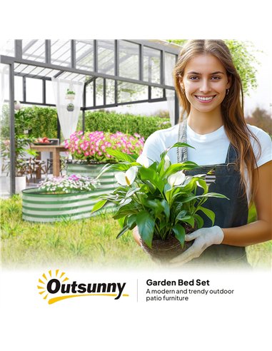 Outsunny Two-Tier Galvanised Steel Garden Planter - Light Green