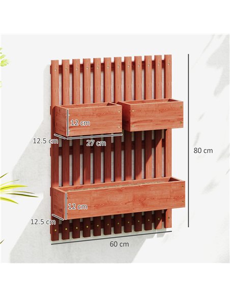 Outsunny Wall-mounted Wooden Garden Planters with Trellis, Drainage Holes and 3 Planter Boxes for Patio, Brown - pic 123143 | FastDaddyshop