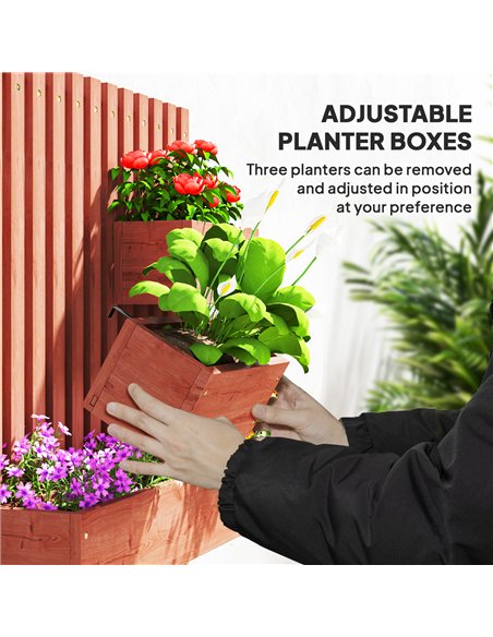 Outsunny Wall-mounted Wooden Garden Planters with Trellis, Drainage Holes and 3 Planter Boxes for Patio, Brown - pic 123145 | FastDaddyshop