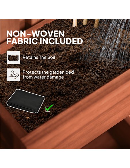 Outsunny Wall-mounted Wooden Garden Planters with Trellis, Drainage Holes and 3 Planter Boxes for Patio, Brown - pic 123146 | FastDaddyshop