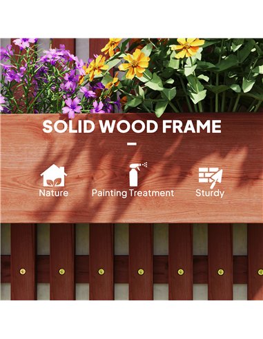 Outsunny Wall-mounted Wooden Garden Planters with Trellis, Drainage Holes and 3 Planter Boxes for Patio, Brown