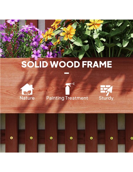 Outsunny Wall-mounted Wooden Garden Planters with Trellis, Drainage Holes and 3 Planter Boxes for Patio, Brown - pic 123148 | FastDaddyshop