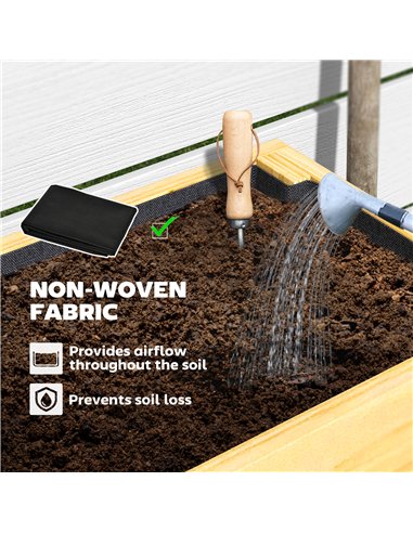 Outsunny Wooden Raised Garden Bed, Elevated Planter Box with Bed Liner, Drainage Holes and Storage Shelf, Raised Planter for Veg