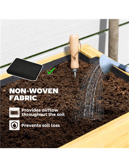 Outsunny Wooden Raised Garden Bed, Elevated Planter Box with Bed Liner, Drainage Holes and Storage Shelf, Raised Planter for Veg - pic 123155 | FastDaddyshop