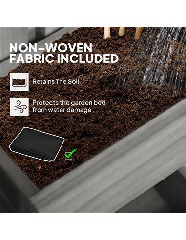 Outsunny Wall-mounted Wooden Garden Planters with Trellis, Drainage Holes and 3 Planter Boxes for Patio, Grey