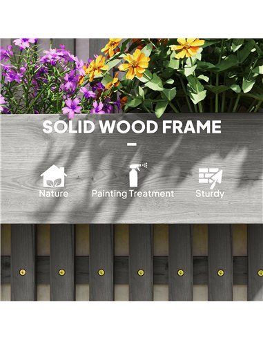 Outsunny Wall-mounted Wooden Garden Planters with Trellis, Drainage Holes and 3 Planter Boxes for Patio, Grey