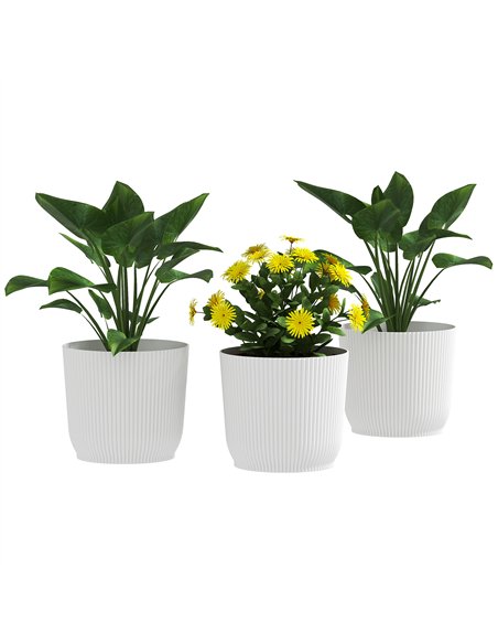 Outsunny Set of Three Ф22cm Planters - White - pic 123168 | FastDaddyshop