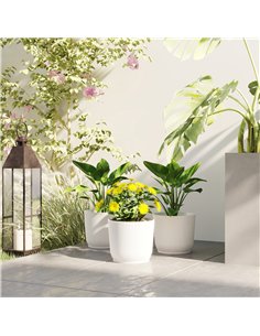 Outsunny Set of Three Ф22cm Planters - White 2