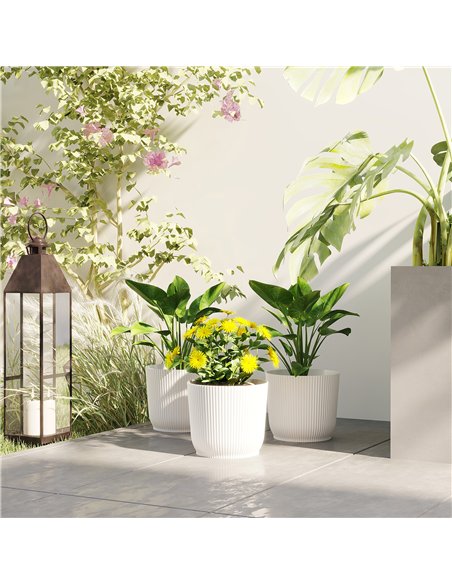 Outsunny Set of Three Ф22cm Planters - White - pic 123169 | FastDaddyshop