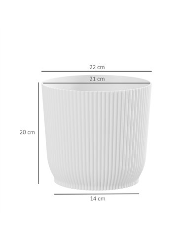 Outsunny Set of Three Ф22cm Planters - White