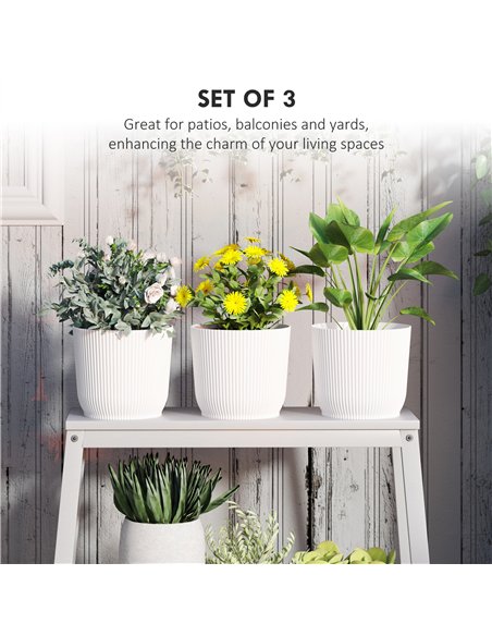 Outsunny Set of Three Ф22cm Planters - White - pic 123171 | FastDaddyshop