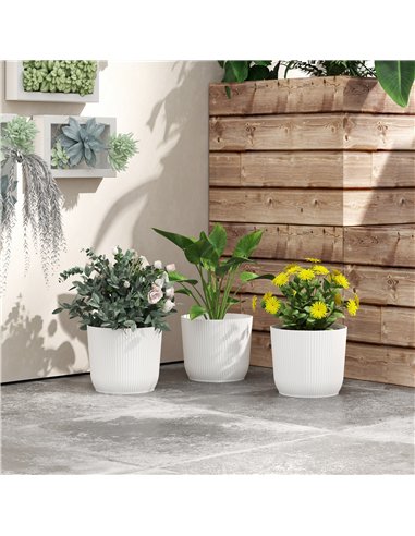 Outsunny Set of Three Ф22cm Planters - White