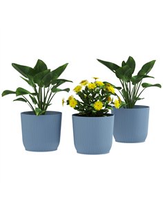 Outsunny Set of Three Ф22cm Planters - Blue