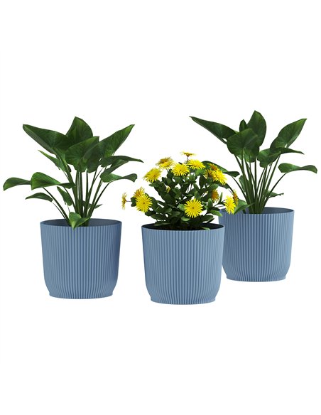 Outsunny Set of Three Ф22cm Planters - Blue - pic 123177 | FastDaddyshop
