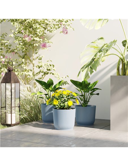 Outsunny Set of Three Ф22cm Planters - Blue - pic 123178 | FastDaddyshop