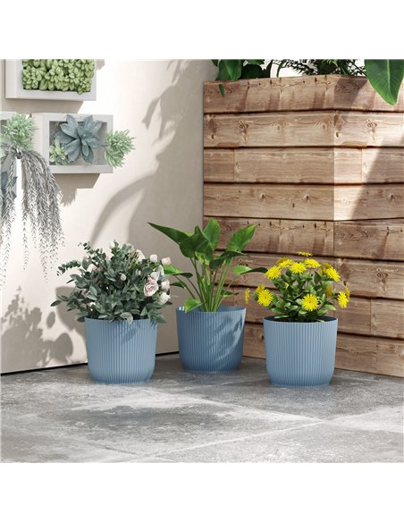 Outsunny Set of Three Ф22cm Planters - Blue - pic 123183 | FastDaddyshop