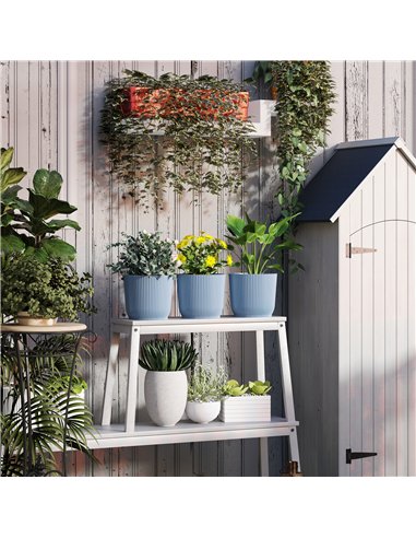 Outsunny Set of Three Ф22cm Planters - Blue
