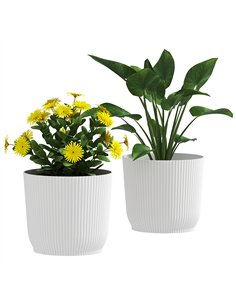 Outsunny Set of Two Ф22cm Planters - White