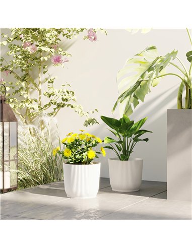 Outsunny Set of Two Ф22cm Planters - White