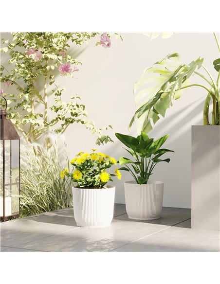 Outsunny Set of Two Ф22cm Planters - White - pic 123187 | FastDaddyshop
