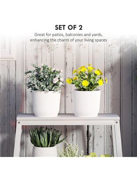Outsunny Set of Two Ф22cm Planters - White - pic 123189 | FastDaddyshop