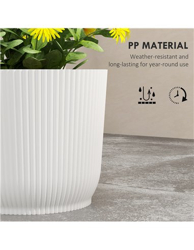 Outsunny Set of Two Ф22cm Planters - White