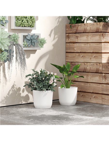 Outsunny Set of Two Ф22cm Planters - White - pic 123192 | FastDaddyshop