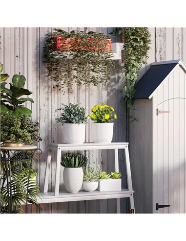 Outsunny Set of Two Ф22cm Planters - White