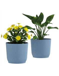 Outsunny Set of Two Ф22cm Planters - Blue