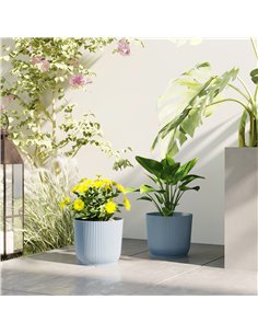 Outsunny Set of Two Ф22cm Planters - Blue 2