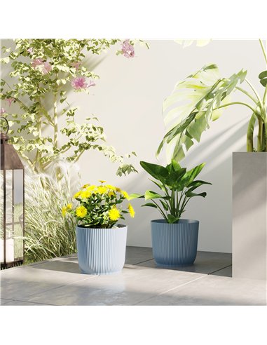 Outsunny Set of Two Ф22cm Planters - Blue