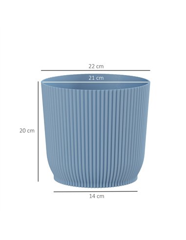 Outsunny Set of Two Ф22cm Planters - Blue
