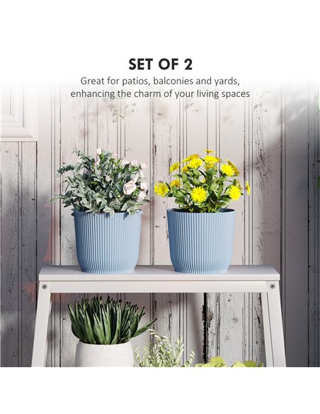Outsunny Set of Two Ф22cm Planters - Blue - pic 123198 | FastDaddyshop