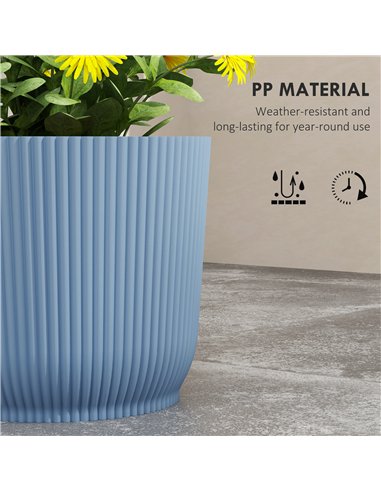 Outsunny Set of Two Ф22cm Planters - Blue