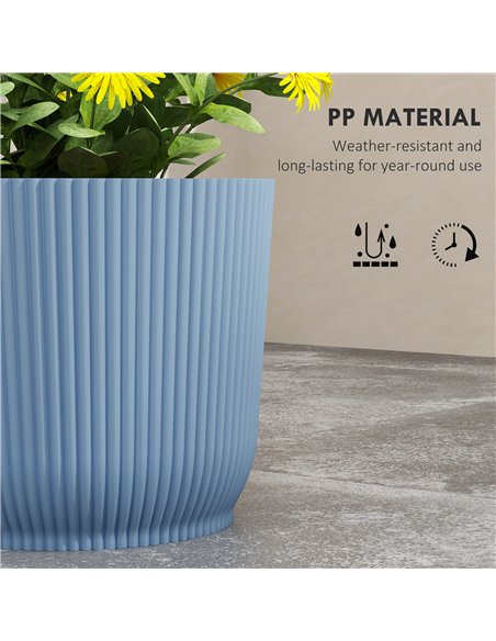 Outsunny Set of Two Ф22cm Planters - Blue - pic 123200 | FastDaddyshop