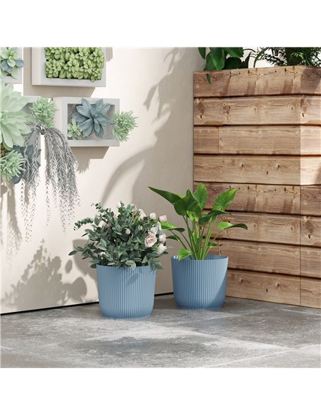 Outsunny Set of Two Ф22cm Planters - Blue - pic 123201 | FastDaddyshop