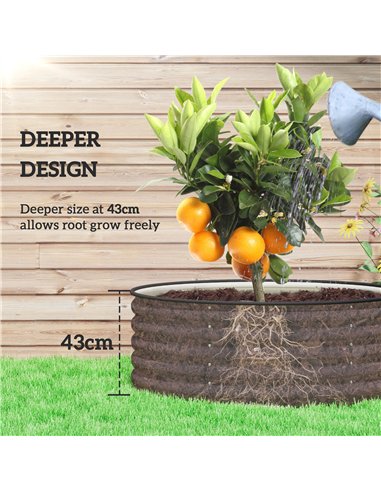 Outsunny Galvanised Raised Garden Bed with Safety Edging, Outdoor Raised Planter Box with Gloves, 120 x 120 x 43cm, Cream White