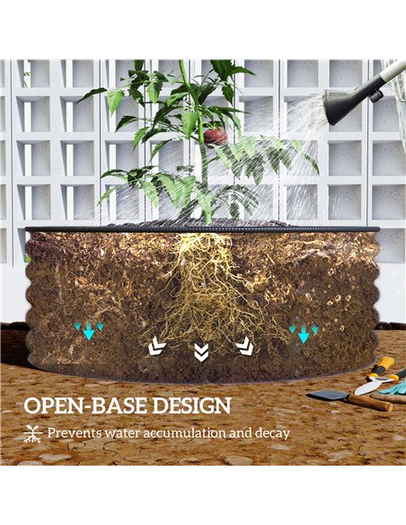 Outsunny Galvanised Raised Garden Bed with Safety Edging, Outdoor Raised Planter Box with Gloves, 120 x 120 x 43cm, Cream White - pic 123210 | FastDaddyshop