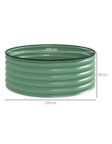 Outsunny Galvanised Raised Garden Bed with Safety Edging, Outdoor Raised Planter Box with Gloves, 120 x 120 x 43cm, Light Green