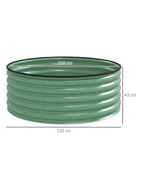 Outsunny Galvanised Raised Garden Bed with Safety Edging, Outdoor Raised Planter Box with Gloves, 120 x 120 x 43cm, Light Green - pic 123215 | FastDaddyshop