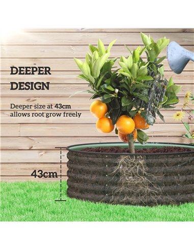 Outsunny Galvanised Raised Garden Bed with Safety Edging, Outdoor Raised Planter Box with Gloves, 120 x 120 x 43cm, Light Green