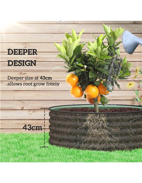 Outsunny Galvanised Raised Garden Bed with Safety Edging, Outdoor Raised Planter Box with Gloves, 120 x 120 x 43cm, Light Green - pic 123216 | FastDaddyshop