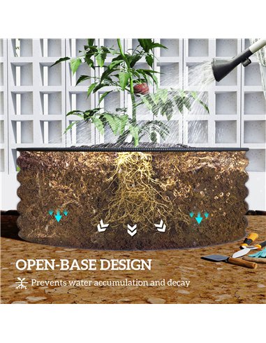Outsunny Galvanised Raised Garden Bed with Safety Edging, Outdoor Raised Planter Box with Gloves, 120 x 120 x 43cm, Light Green