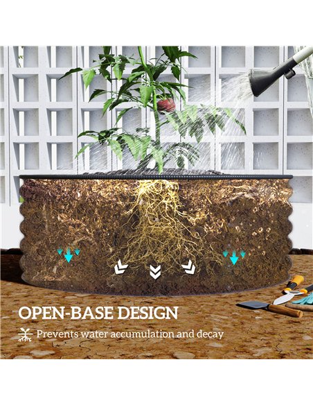 Outsunny Galvanised Raised Garden Bed with Safety Edging, Outdoor Raised Planter Box with Gloves, 120 x 120 x 43cm, Light Green - pic 123219 | FastDaddyshop