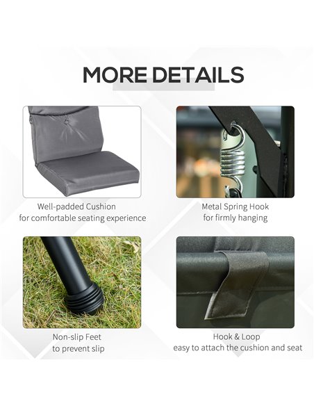 Outsunny 3 Seater Garden Swing Chair with Adjustable Canopy, Cushion and Coffee Tables for Outdoor Patio Garden Grey - pic 12322 | FastDaddyshop